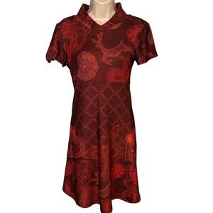 NWT ~ SMASH Embroidered Floral Butterfly Paisley Brown Knit Poet Dress ~ SMALL